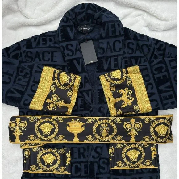 Versace Navy / Gold Baroque Embossed Robe - Picture 1 of 4